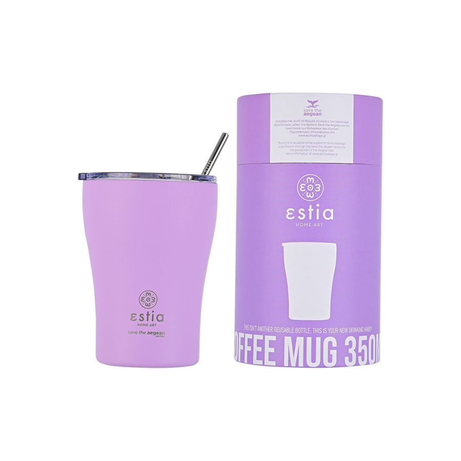 ESTIA ΘΕΡΜΟΣ COFFEE MUG SAVE THE AEGEAN 350ml LAVENDER PURPLE 01-12090