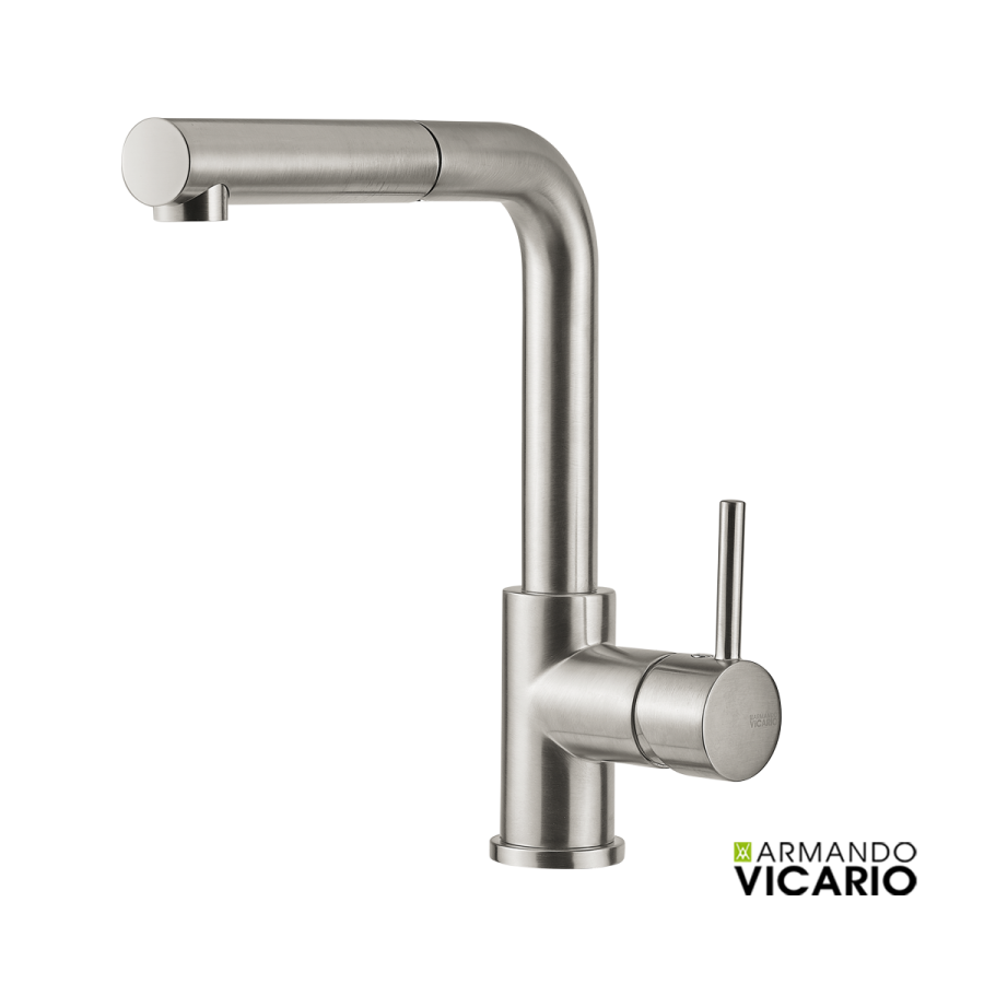 Μπαταρία Κουζίνας Συρόμενο Ντους Armando Vicario Fluo Inox Finish 18580-110