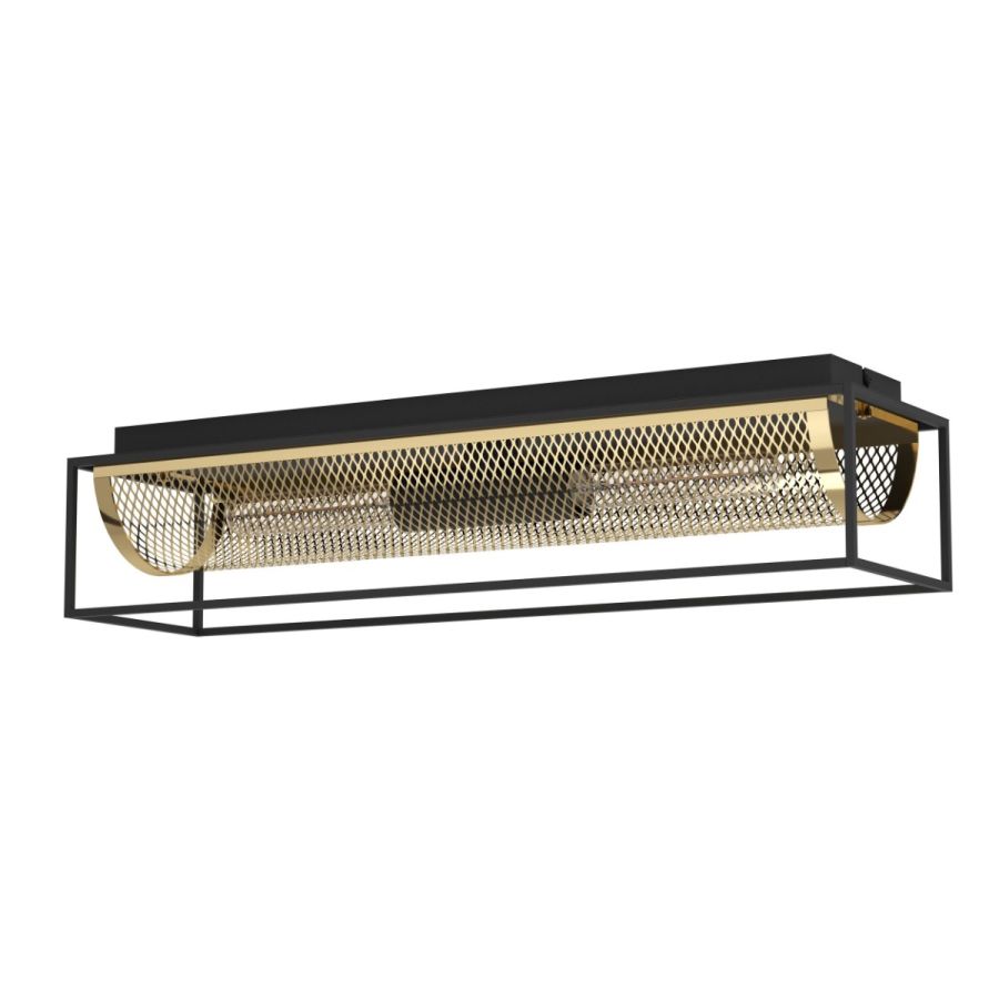 Φωτιστικό Οροφής Δίφωτο 2xE27 L640xH145mm Μέταλλο Black-Brass Eglo Nohaeles 43787