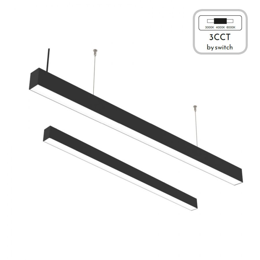 Κρεμαστό Γραμμικό Φωτιστικό D120cm Led 50w 6000lm 3CCT by switch Μαύρο Inlight 6072-150-BL