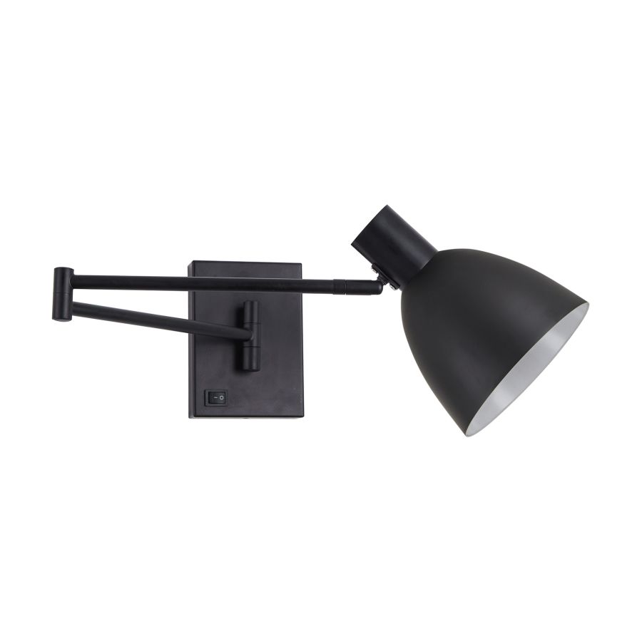 SE21-BL-52-MS2 ADEPT WALL LAMP Black Wall Lamp with Switcher and Black Metal Shade+ HOMELIGHTING 77-8384