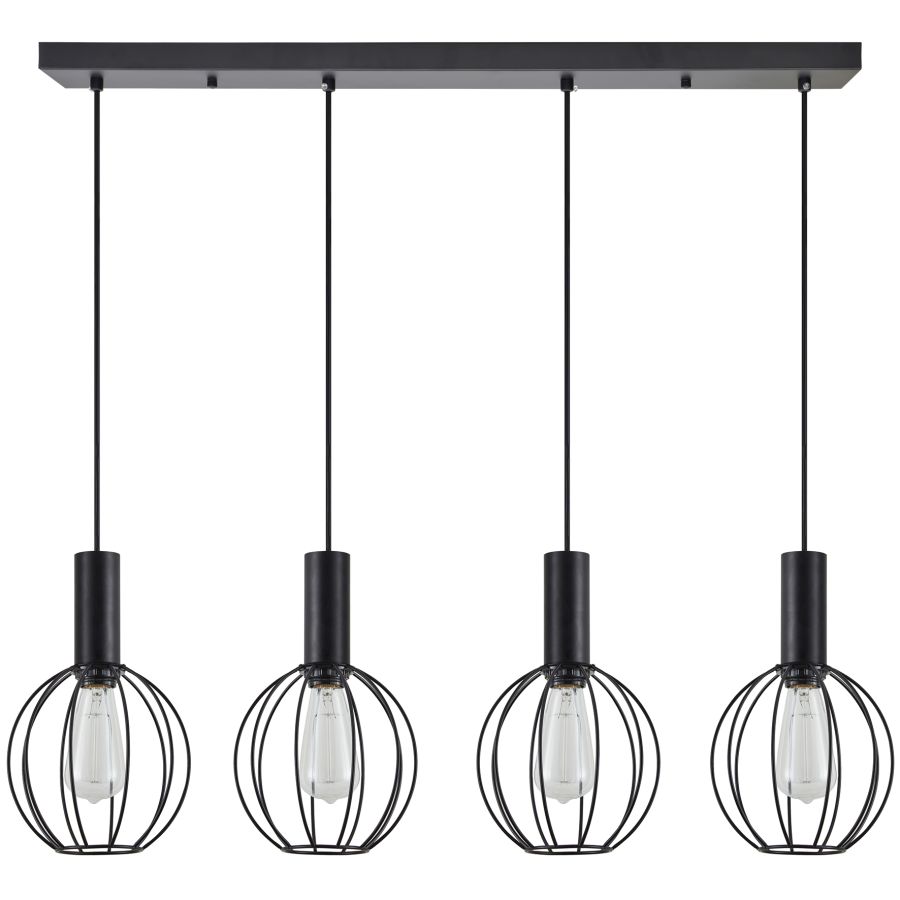 SE21-BL-4-4BL-GR2 ADEPT TUBE Black Pendant Black Metal Grid+ HOMELIGHTING 77-8539