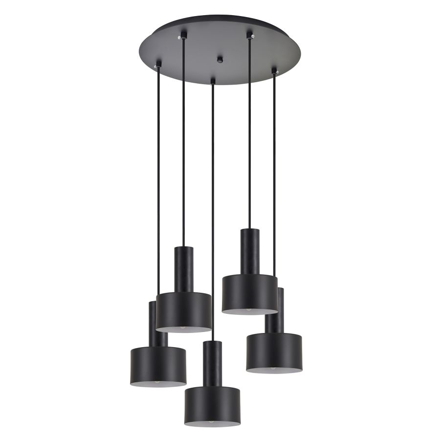 SE21-BL-4-5BL-MS1 ADEPT TUBE Black Pendant Black Metal Shade+ HOMELIGHTING 77-8545