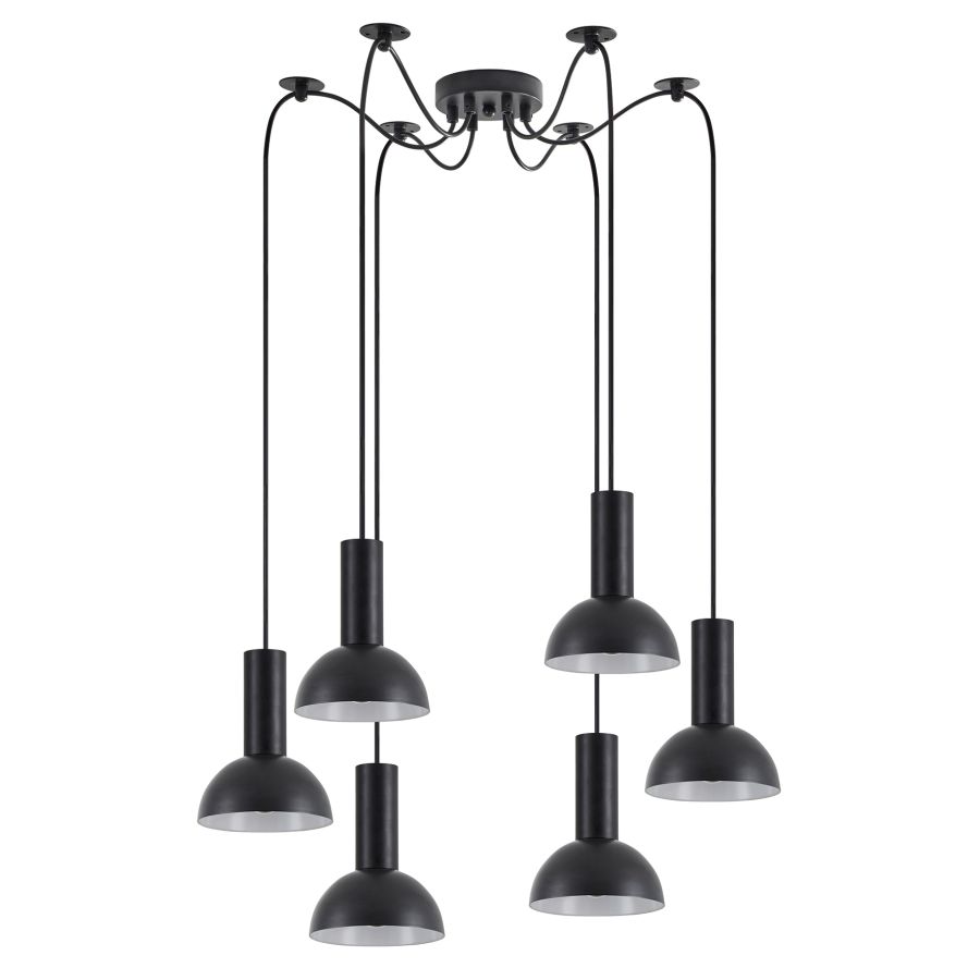 SE21-BL-4-BL6-MS3 ADEPT TUBE Black Pendant Black Metal Shade+ HOMELIGHTING 77-8555