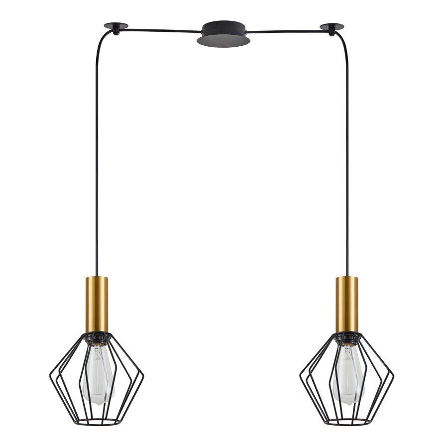 SE21-GM-4-BL2-GR1 ADEPT TUBE Gold Matt Pendant Black Metal Grid+ HOMELIGHTING 77-8620