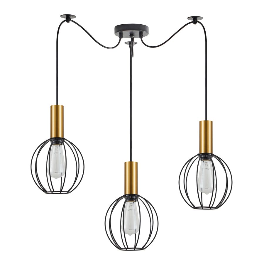 SE21-GM-4-BL3-GR1 ADEPT TUBE Gold Matt Pendant Black Metal Grid+ HOMELIGHTING 77-8626