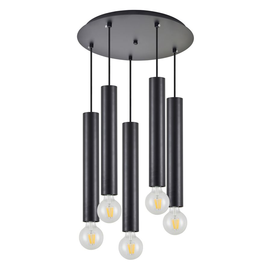 SE21-BL-5-5BL ADEPT TUBE BLACK Black Pendant+ HOMELIGHTING 77-8673