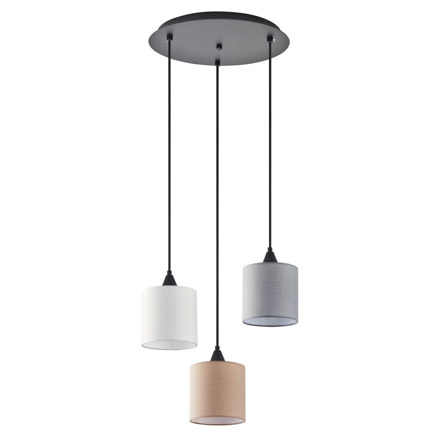 SE21-BL-B10-3BL-SH123 ADEPT FLEX  White, Grey, Brown Fabric Shade Pendant+ HOMELIGHTING 77-8960