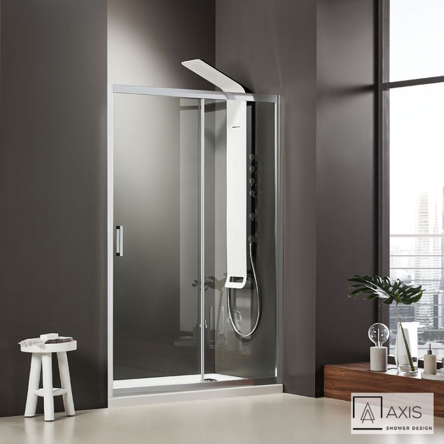 Πόρτα Ντουζιέρας 110xH185cm Κρύσταλλο 6 χιλ. Clean Glass 1 Σταθερό & 1 Συρόμενο Φύλλο Axis Slider 1+1 SLX110C-100