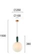 Φωτιστικό Κρεμαστό Μονόφωτο Ø250x390xH1500mm Λευκό Γυαλί-Ανάρτηση Οξυντέ με Μαρμάρινες Λεπτομέρειες Viokef  Polly 4264200