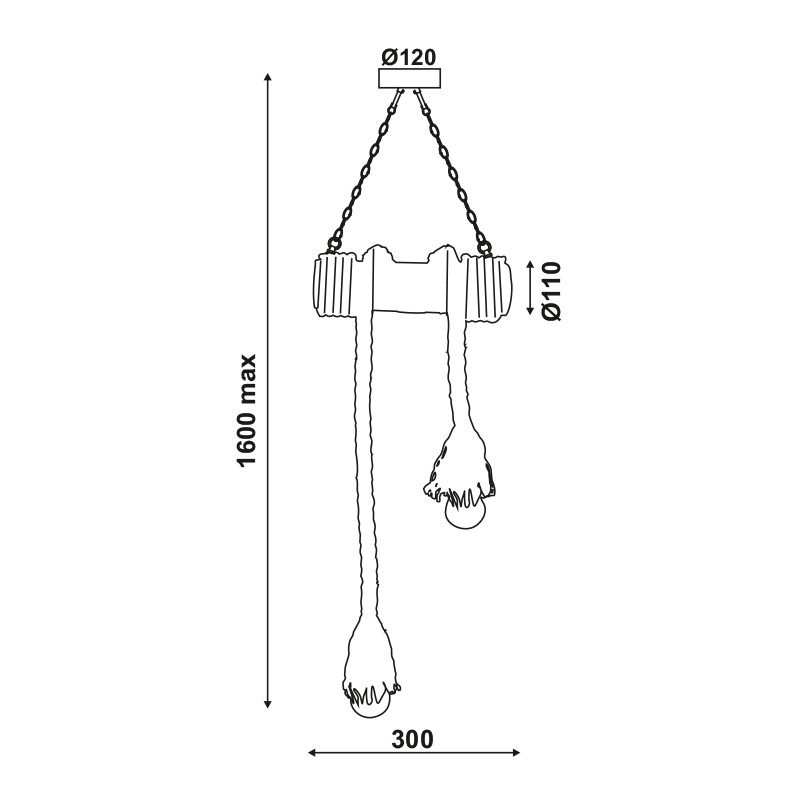 ΚΡΕΜΑΣΤΟ Φ/Σ 2ΧΕ27 BAMBOO+ΣΧΟΙΝΙ 11Χ30ΧΗ160CM max. MERLIN ACA 932302BBR