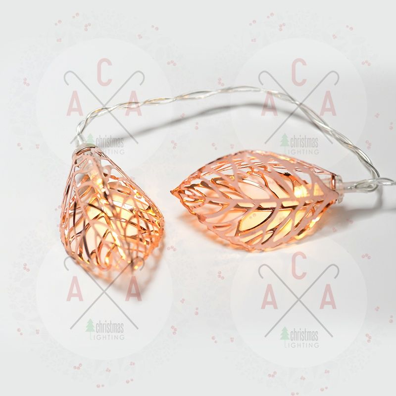 "METAL LEAVES" 10LED ΛΑΜΠΑΚ ΣΕΙΡΑ ΜΠΑΤΑΡ.(3xAA)ΘΕΡΜΟ ΛΕΥΚΟ ΧΑΛΚΙΝΟ ΜΕΤΑΛΛΟ IP20 135+30cm  ΔΙΑΦΑΝ ACA X061011252