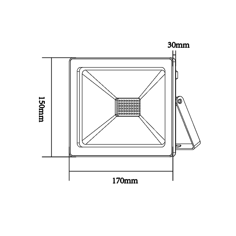 BLACK LED SMD FLOOD LUMINAIRE IP66 50W 3000K 4000Lm 230V RA80 ACA Q5030