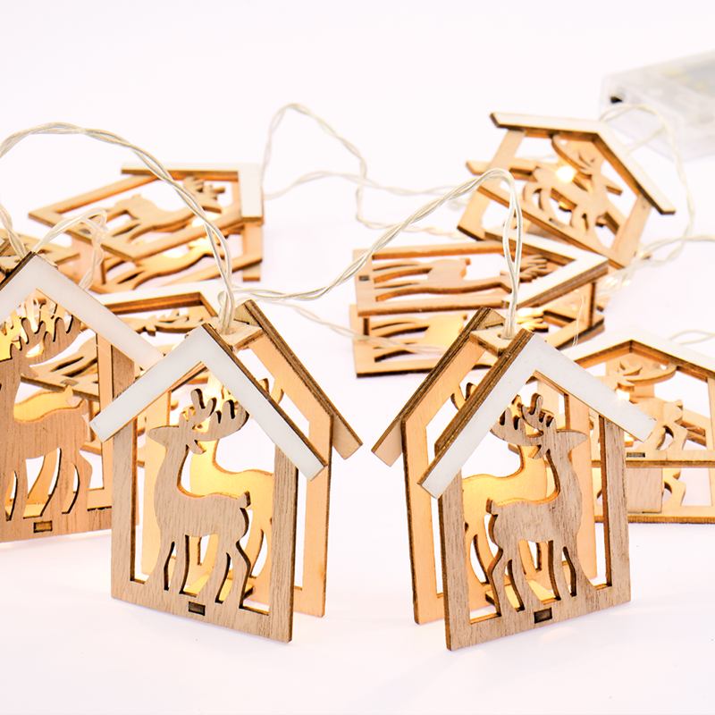 "WOODEN HOUSE REINDEER HEAD", 10 LED ΛΑΜΠ. ΣΕΙΡΑ ΜΠΑΤ.(3xAA), WW,IP20, 135+30cm, ΔΙΑΦ. ΚΑΛ. ΤΡΟΦ. ACA X061011208