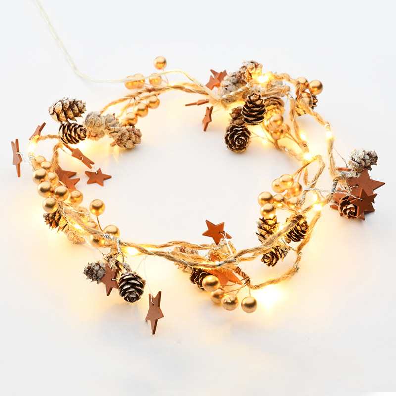 "BROWN XMAS GARLAND",20 ΜΙΝΙ LED ΛΑΜΠ.WW ΜΠΑΤ.(2XAA) ΑΣΗΜΙ ΚΑΛ ΧΑΛΚΟΥ IP20 180+30CM ΔΙΑΦ ΚΑΛ ΤΡΟΦ ACA X07201147