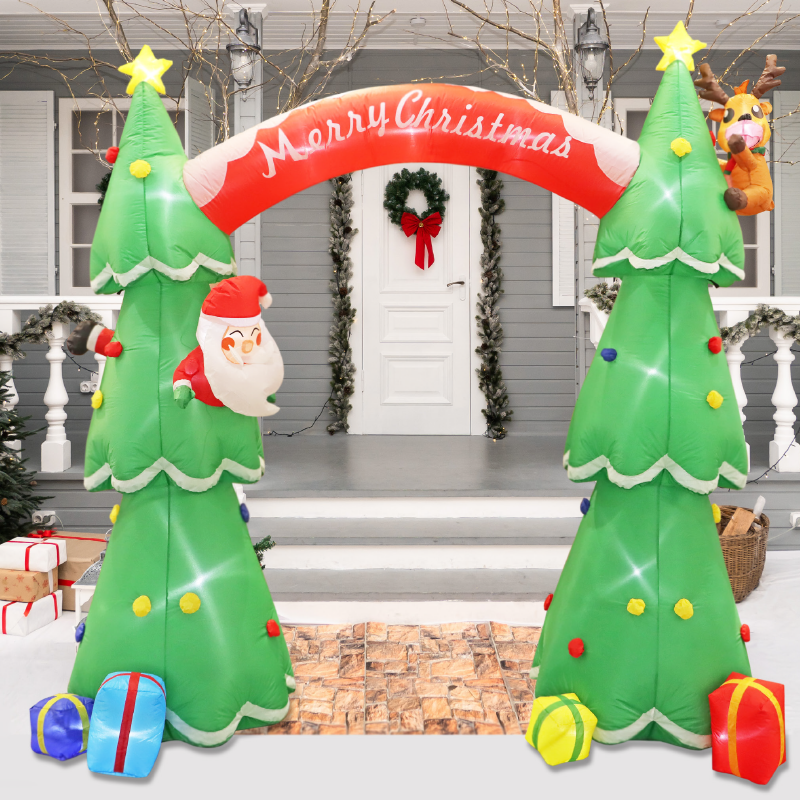 Φουσκωτό INFLATABLE 2 XMAS TREES ARCH 40 LED ΛΑΜΠ.ΑΝΤΑΠ.(12V) CW ΣΤΑΘΕΡΟ IP44 225*92*180cm 2m ΚΑΛ ACA X074024101