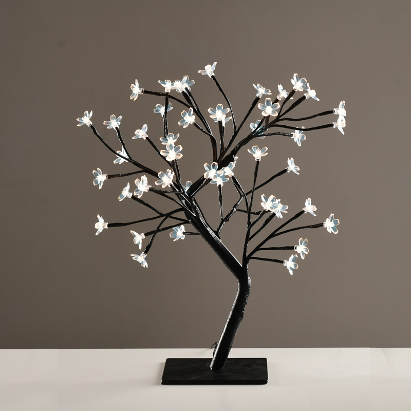 "TREE WITH FLOWERS OF SILICONE"  36LED ΛΑΜΠΑΚ ΜΕ ΑΝΤΑΠΤΟΡΑ(24V DC)ΨΥΧΡΟ ΛΕΥΚΟ IP20 45cm 3m ΜΑΥΡΟ  ACA X1036241