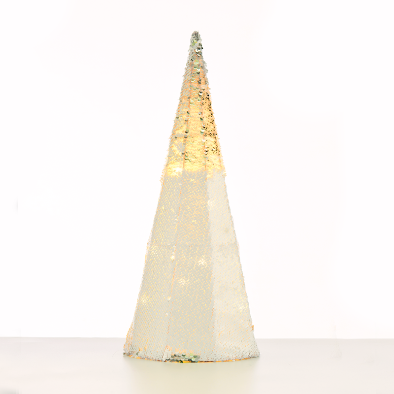 "SILVER & WHITE SEQUIN CONE TREE" 20 WW LED ΛΑΜΠ. ΜΠΑΤ. 3ΧΑΑ,IP20 Φ20,5Χ60CM ACA X1124117