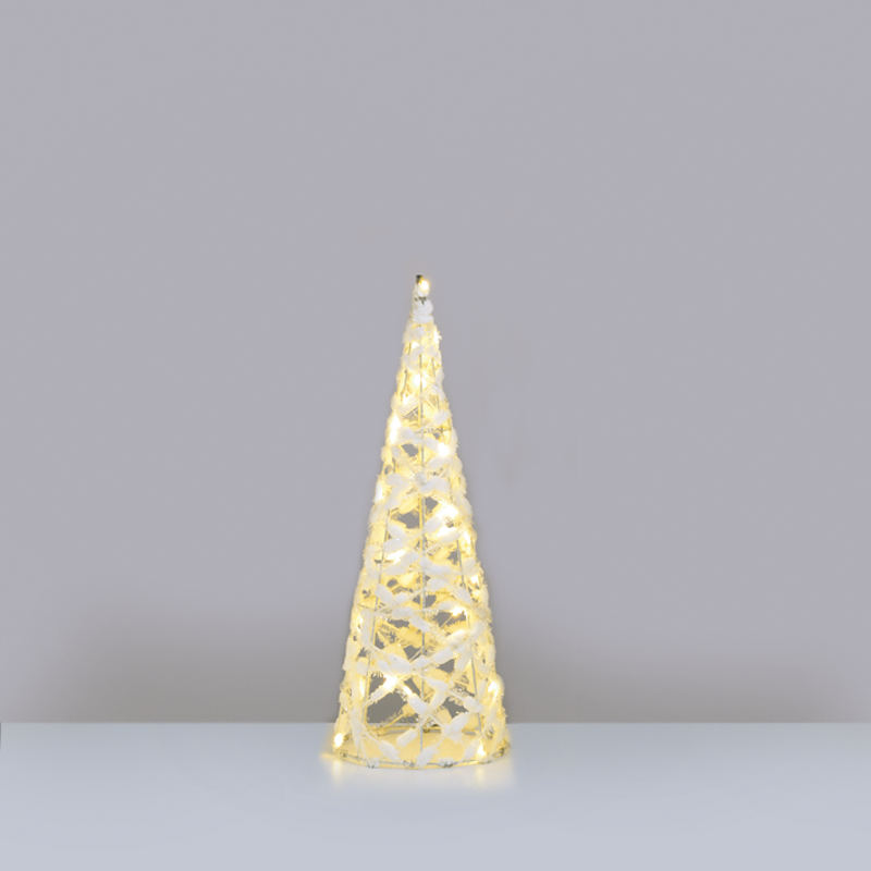 "WHITE COTTON THREAD CONE TREE" 30 MINI WW LED ΛΑΜΠ. ΜΠΑΤ. 3ΧΑΑ,IP20 Φ18.5X50CM ACA X11301119