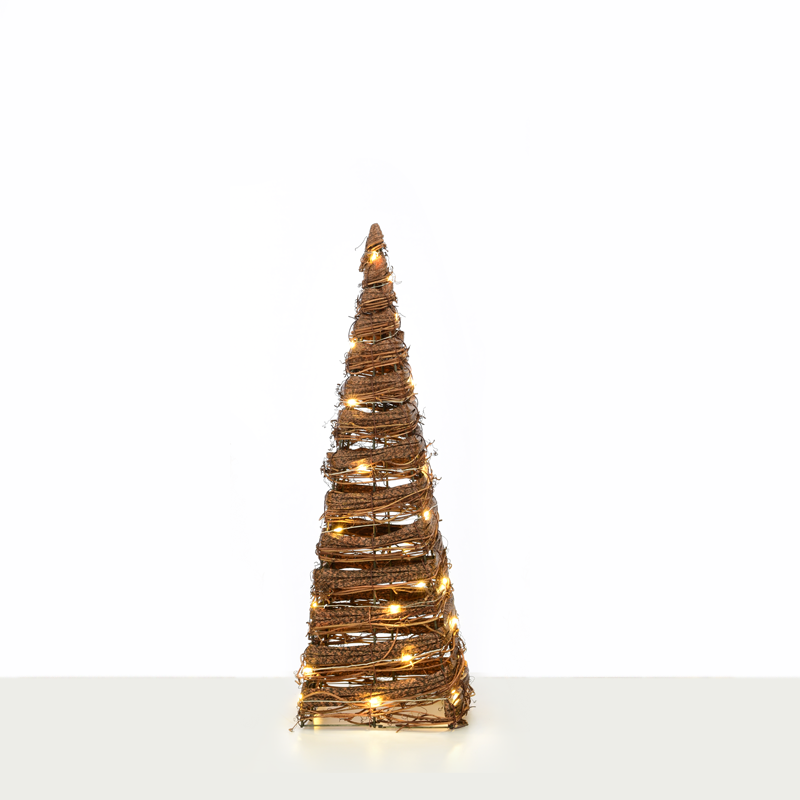 "NATURAL RATTAN CONE TREE" 30 MINI WW LED ΛΑΜΠ. ΜΠΑΤ. 3ΧΑΑ,IP20 Φ17X50CM ACA X11301120