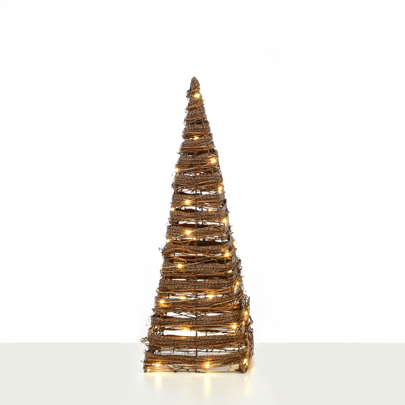 "NATURAL RATTAN CONE TREE" 40 MINI WW LED ΛΑΜΠ. ΜΠΑΤ. 3ΧΑΑ,IP20 Φ22X60CM ACA X11401120