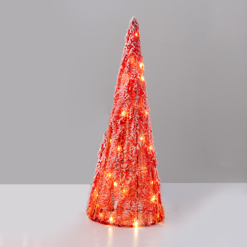 "RED TINSEL CONE TREE" 40 MINI WW LED ΛΑΜΠ. ΜΠΑΤ. 3ΧΑΑ,IP20 Φ27.5X90cm ACA X114011333