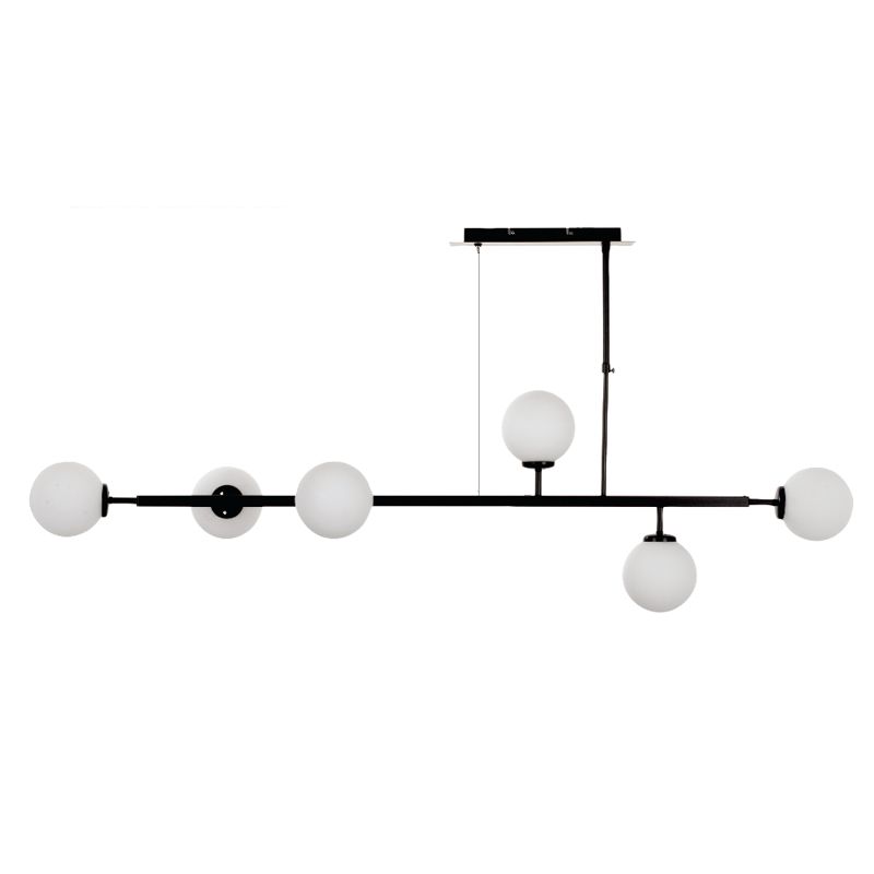 InLight Κρεμαστό φωτιστικό από μαύρο μέταλλο και λευκή οπαλίνα 6XG9 D:130cm 6170-6-BL