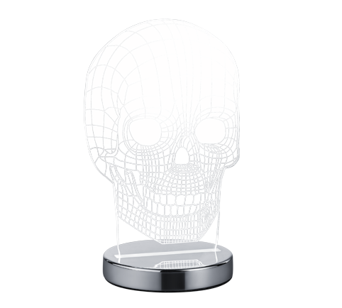 Skull Διακοσμητικό Φωτιστικό 3D Illusion LED σε Ασημί Χρώμα Trio Lighting R52461106