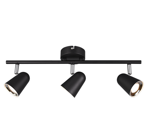 Σποτ Τρίφωτη Ράγα Μαύρο Ματ 48cm LED 3x3,5w 3000K 3x400lm Trio Lighting Toulouse R82123132