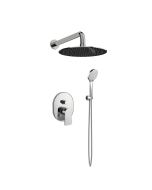 Shower set Εντοιχισμού με Μπαταρία Λουτρού Εντοιχισμού 2 σημείων, Κεφαλή Φ250 με Βραχίονα και Τηλέφωνο Ντουζ με Σπιράλ και Επιτοίχειο Στήριγμα Orabella Lago 10295