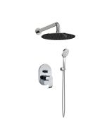 Shower set εντοιχισμού με Μπαταρία λουτρού, εντοιχισμού 2 σημείων, κεφαλή Φ250 με βραχίονα και τηλέφωνο ντουζ με σπιράλ και επιτοίχειο στήριγμα Orabella Indigo 10297