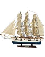 Ξύλινο Καράβι Ιστιοφόρο Cutty Sark 50x10xH45cm,Χρώμα Λευκό -Μπλε 31110