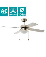 Ανεμιστήρας Οροφής Ø106,6x33,7cm Φωτισμό 1xE14 50W AC 220-240V,50Hz 3 Ταχύτητες Νίκελ Eglo Gelsina 35041