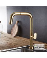 Μπαταρία Νεροχύτη Με Συρόμενο Ντους Gold Brushed Armando Vicario Eva 400746-201