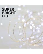 Fairy Lights Λαμπάκια 100 mini Led White Super Bright Ασημί Χαλκός Μετασχηματιστής,Προέκταση 5m Magic Christmas 600-11702