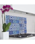 Blue Azulejos L πλάτη προστασίας τοίχου εστιών κουζίνας 67215 Ango