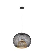 SE21-BG-40 LANDER BLACK & GOLD METAL GRID PENDANT E4 HOMELIGHTING 77-8228