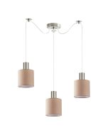 SE21-NM-4-NM3-SH3 ADEPT TUBE Nickel Matt Pendant Brown Fabric Shade+ HOMELIGHTING 77-8430