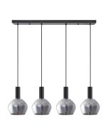 SE21-BL-4-4BL-GL2 ADEPT TUBE Black Pendant Smoked Glass+ HOMELIGHTING 77-8496