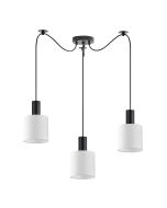 SE21-BL-4-BL3-SH1 ADEPT TUBE Black Pendant White Fabric Shade+ HOMELIGHTING 77-8507