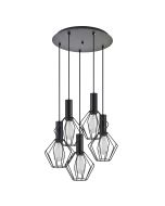 SE21-BL-4-5BL-GR1 ADEPT TUBE Black Pendant Black Metal Grid+ HOMELIGHTING 77-8531