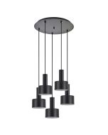 SE21-BL-4-5BL-MS1 ADEPT TUBE Black Pendant Black Metal Shade+ HOMELIGHTING 77-8545