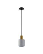 SE21-GM-4-SH2 ADEPT TUBE Gold Matt Pendant Grey Fabric Shade+ HOMELIGHTING 77-8603