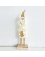 "WOODEN SANTA" 12 MINI LED WW Λ/ΚΙΑ ΜΠ/ΡΙΕΣ (2AAA) IP20 9.5X5.5X34CM ACA X05121419