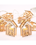 "WOODEN HOUSE REINDEER HEAD", 10 LED ΛΑΜΠ. ΣΕΙΡΑ ΜΠΑΤ.(3xAA), WW,IP20, 135+30cm, ΔΙΑΦ. ΚΑΛ. ΤΡΟΦ. ACA X061011208