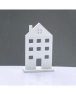 WOODEN DECORATIVE WHITE HOUSE WITH BASE ΔΙΑΚΟΣΜΗΤΙΚΟ ΜΟΤΙΦ 14*5*23cm ACA X062372