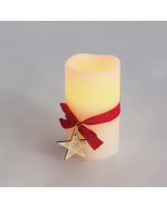 "RED RIBBON WAX CANDLE", 1  LED ΛΑΜΠ. ΜΠΑΤ. (2xAA), WW,IP20, φ7.5x12.5cm ACA X0711117