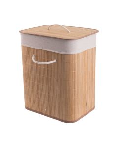 Καλάθι Απλύτων Ορθογώνιο Πτυσσόμενο 60lt Bamboo Essential  Estia Home Art 02-12816