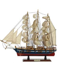 Ξύλινο Καράβι Ιστιοφόρο Cutty Sark 90x17xH75cm Χρώμα Μπλε-Κόκκινο 31115