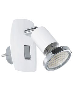 Φωτιστικό Πρίζας με διακόπτη Spot Led 3w Warm White 240lm Λευκό -Χρωμέ Eglo Mini 4 92925